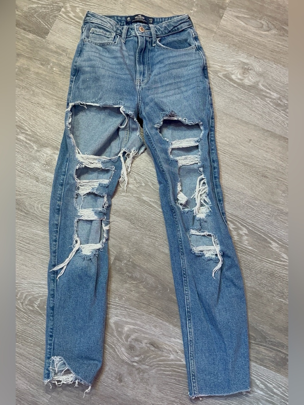 Ultra High Rise Vintage Straight Distressed Blue Ripped Slim Jeans